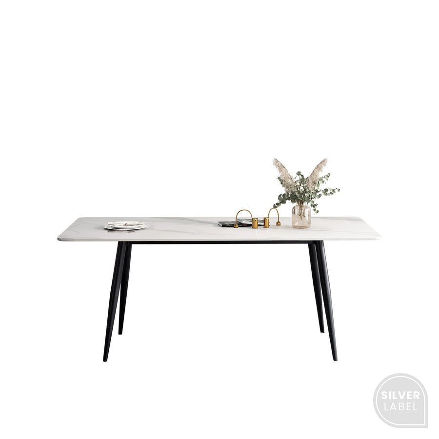 《銀標福利品》BARZAN 岩板餐桌 130cm 直邊圓角 M型腳座