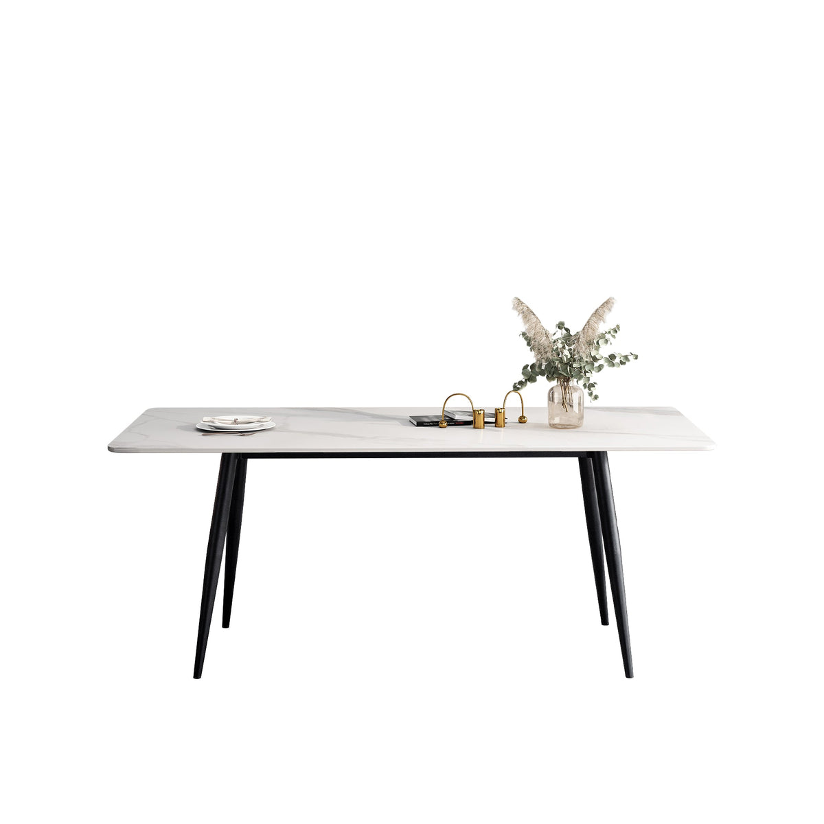 （限量現貨搶購中）BARZAN 岩板餐桌, A型腳座, 140*80 公分, 馬肚形
