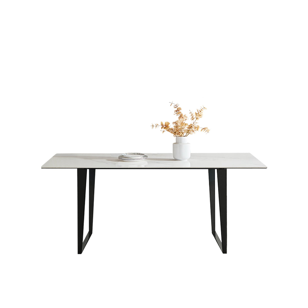 （限量現貨搶購中）TORROX 複合岩板餐桌, D型腳座, 180*90 公分, 馬肚形